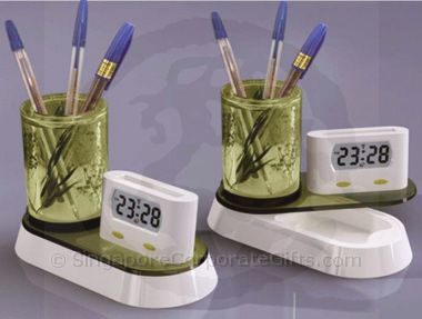 Pen Holder with Clock and Namecard Holder